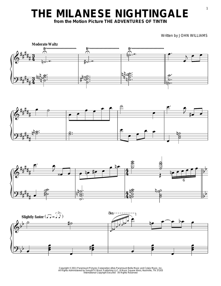 The Milanese Nightingale Piano Solo scores gallery preview page 1