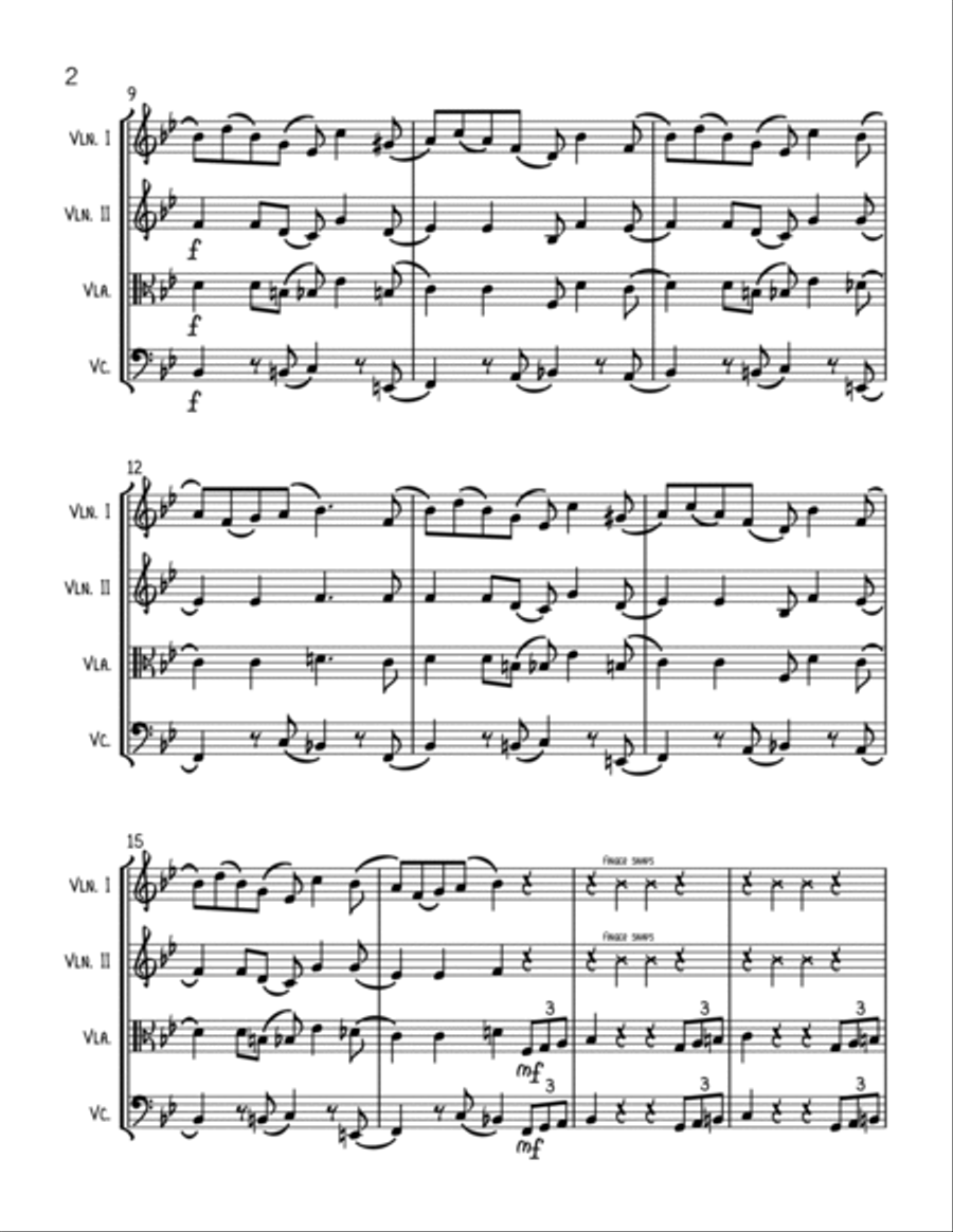 Addams Family Theme String Quartet scores gallery preview page 2