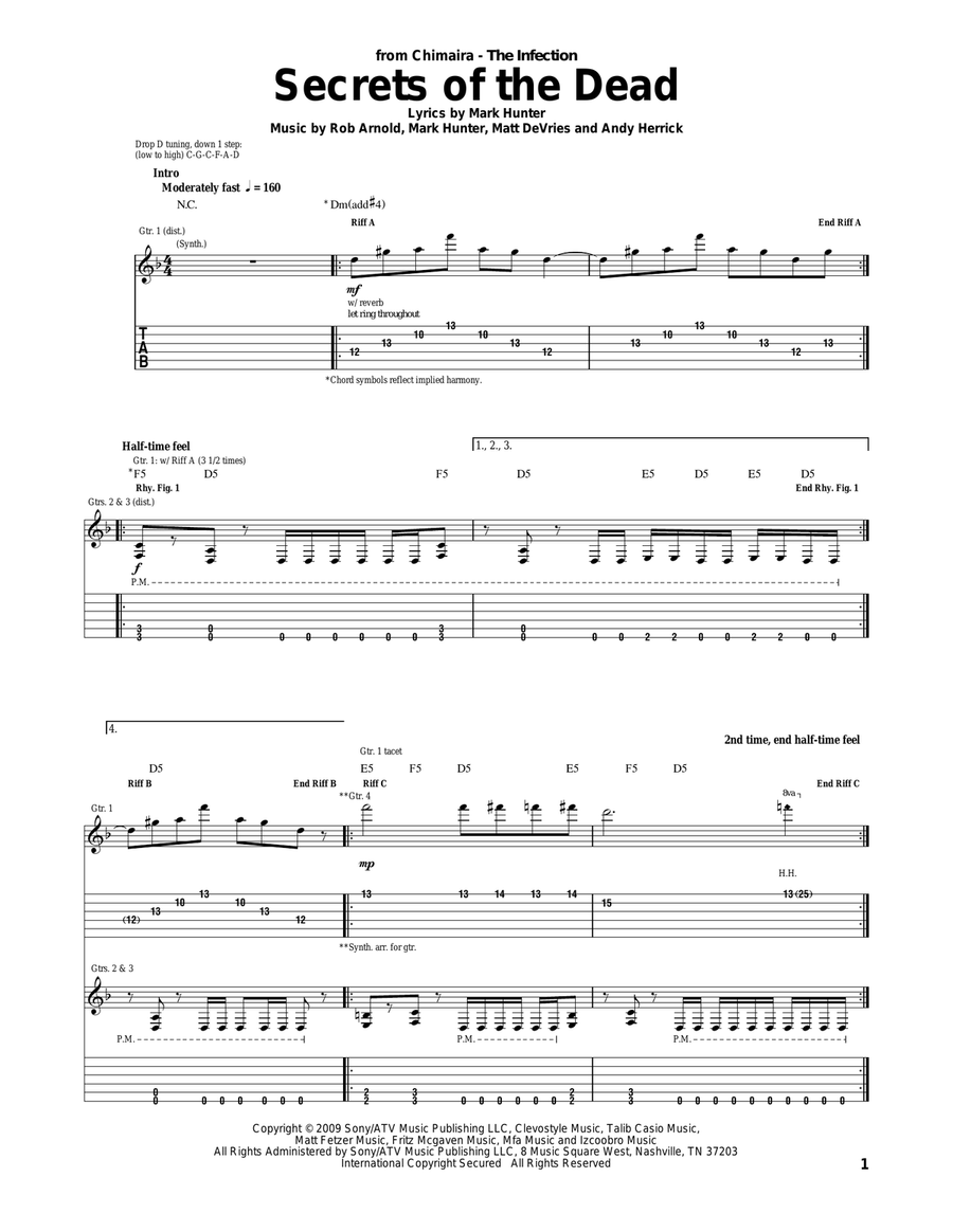 Secrets Of The Dead Acoustic Guitar scores gallery preview page 1