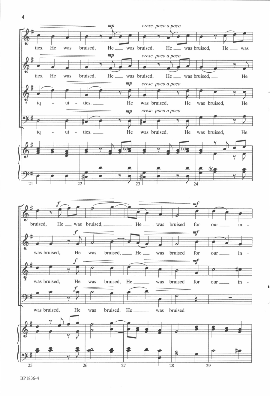 He Was Wounded for Our Transgressions 4-Part scores gallery preview page 4