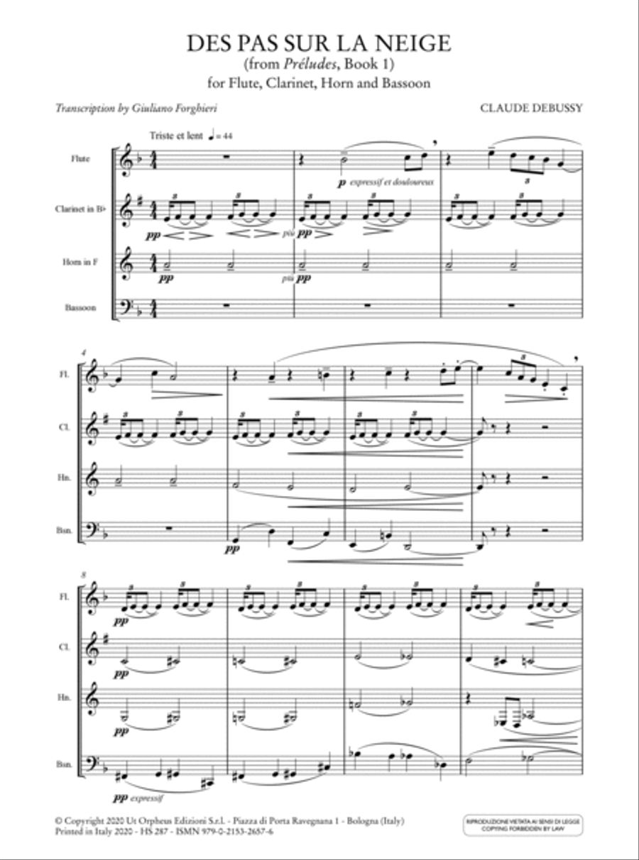Des pas sur la neige (from ‘Préludes’, Book 1) for Flute, Clarinet, Horn and Bassoon Bassoon scores gallery preview page 2