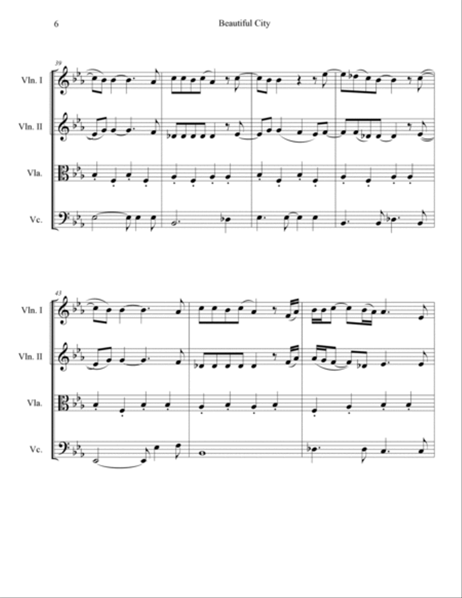 Beautiful City Beautiful City String Quartet scores gallery preview page 6