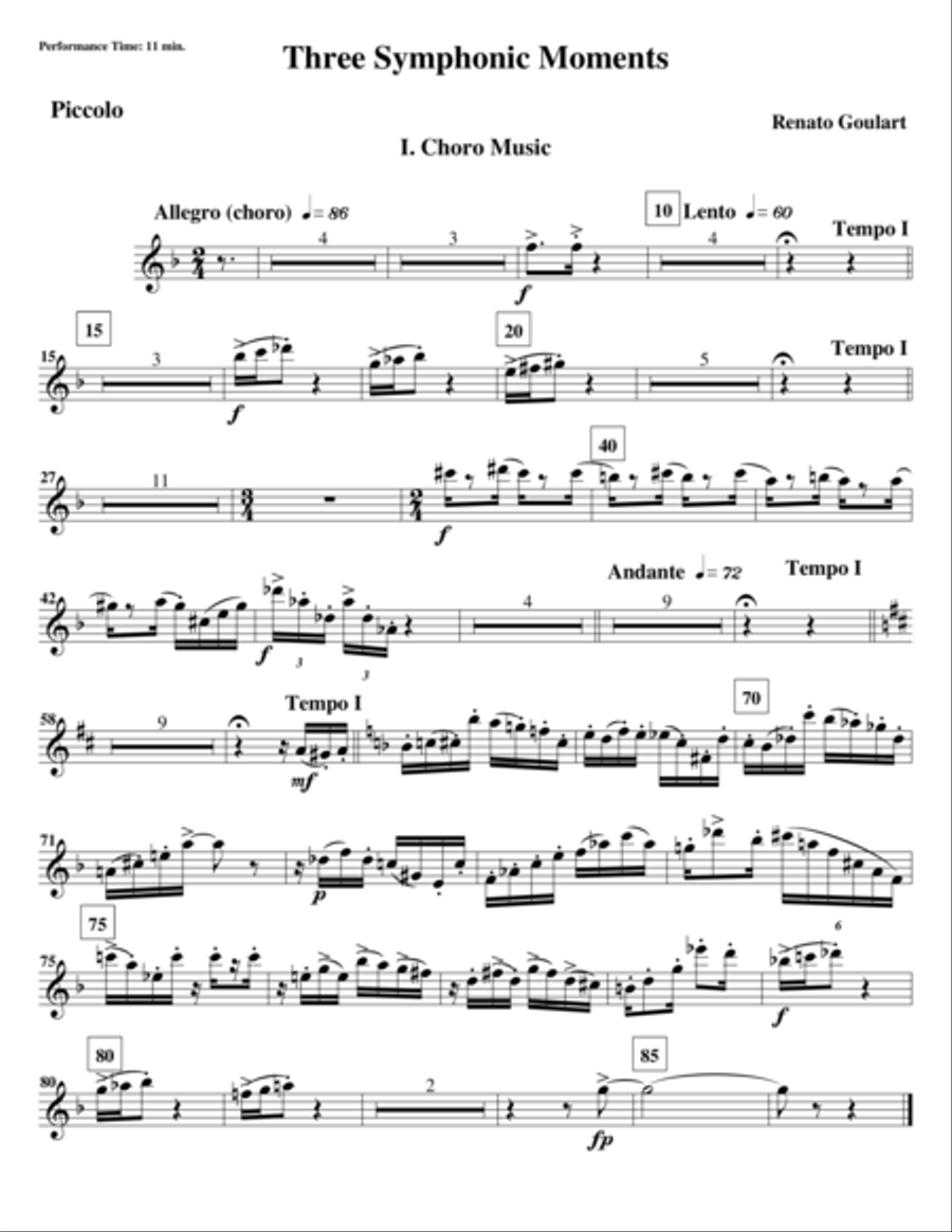 Three Symphonic Moments - I. Choro Music (Set of Parts) Full Orchestra scores gallery preview page 1