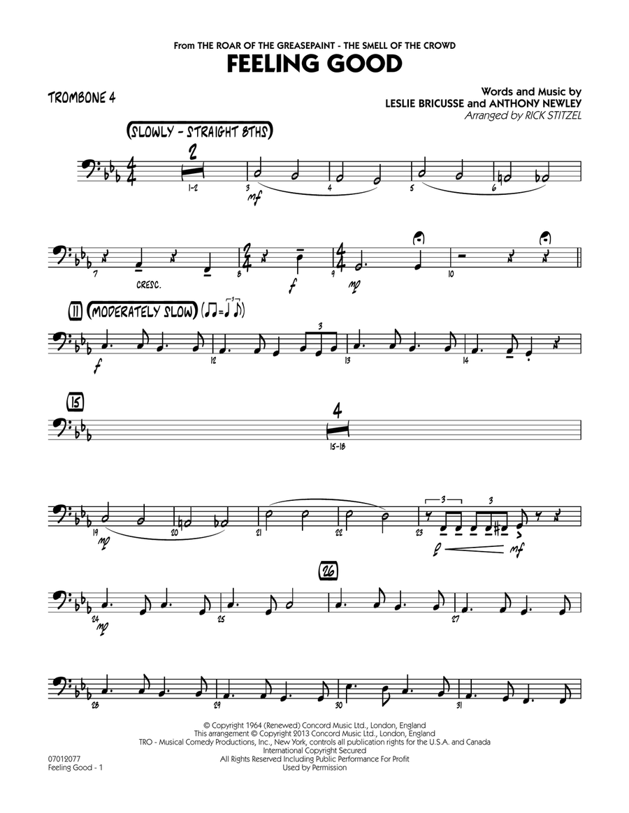 Feeling Good - Trombone 4 Jazz Ensemble scores gallery preview page 1