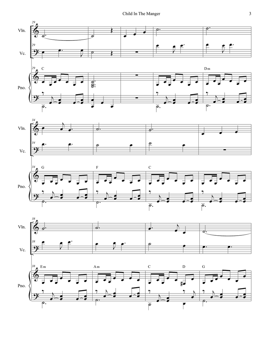 Child In The Manger (Duet for Violin and Cello) Piano Trio scores gallery preview page 4