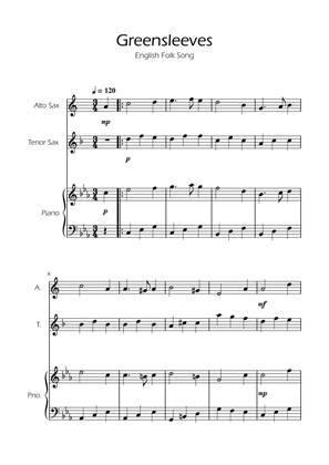 Greensleeves - Alto Sax and Tenor Sax Duet w/ Piano
