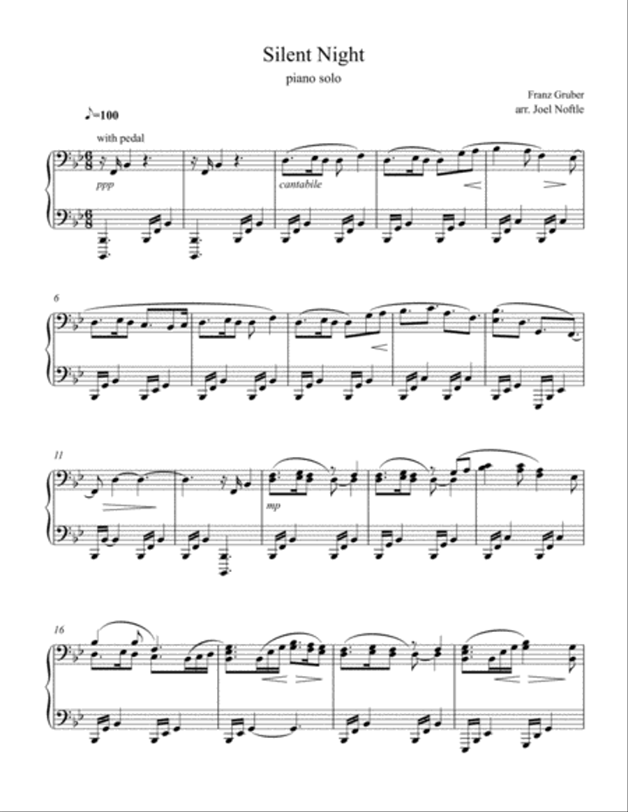 Silent Night Piano Solo scores gallery preview page 1
