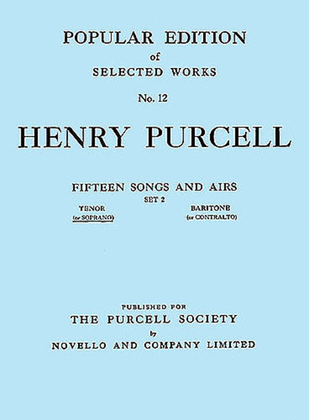 Book cover for Henry Purcell: Fifteen Songs And Airs - Set 2 (Soprano Or Tenor)