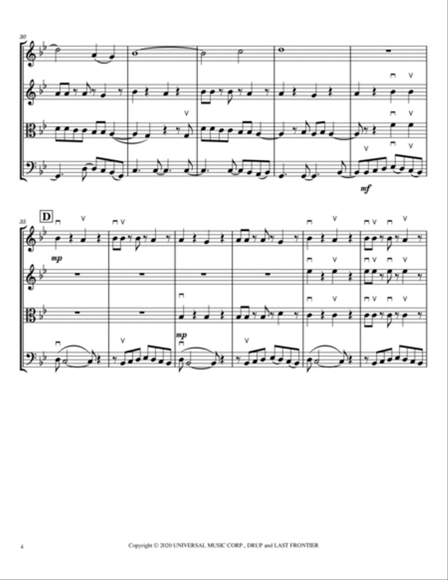 Billie Bossa Nova String Quartet scores gallery preview page 4