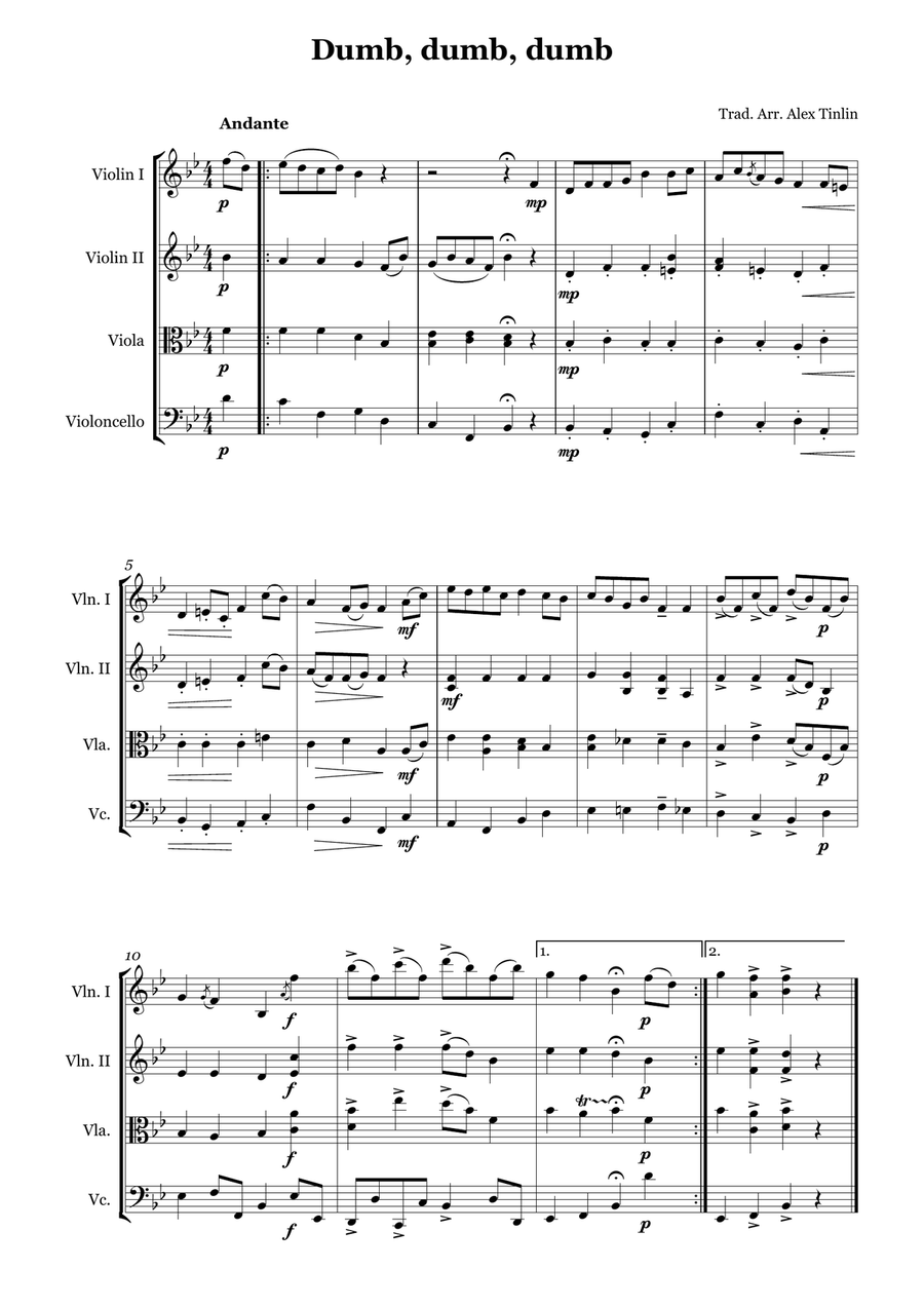 Dumb, dumb, dumb String Quartet scores gallery preview page 2