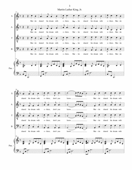 A Song in Praise of Martin Luther King Jr. for SATB choir