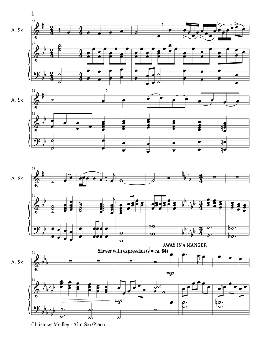 CHRISTMAS JOY MEDLEY (Alto Sax/Piano and Sax Part) Alto Saxophone scores gallery preview page 4