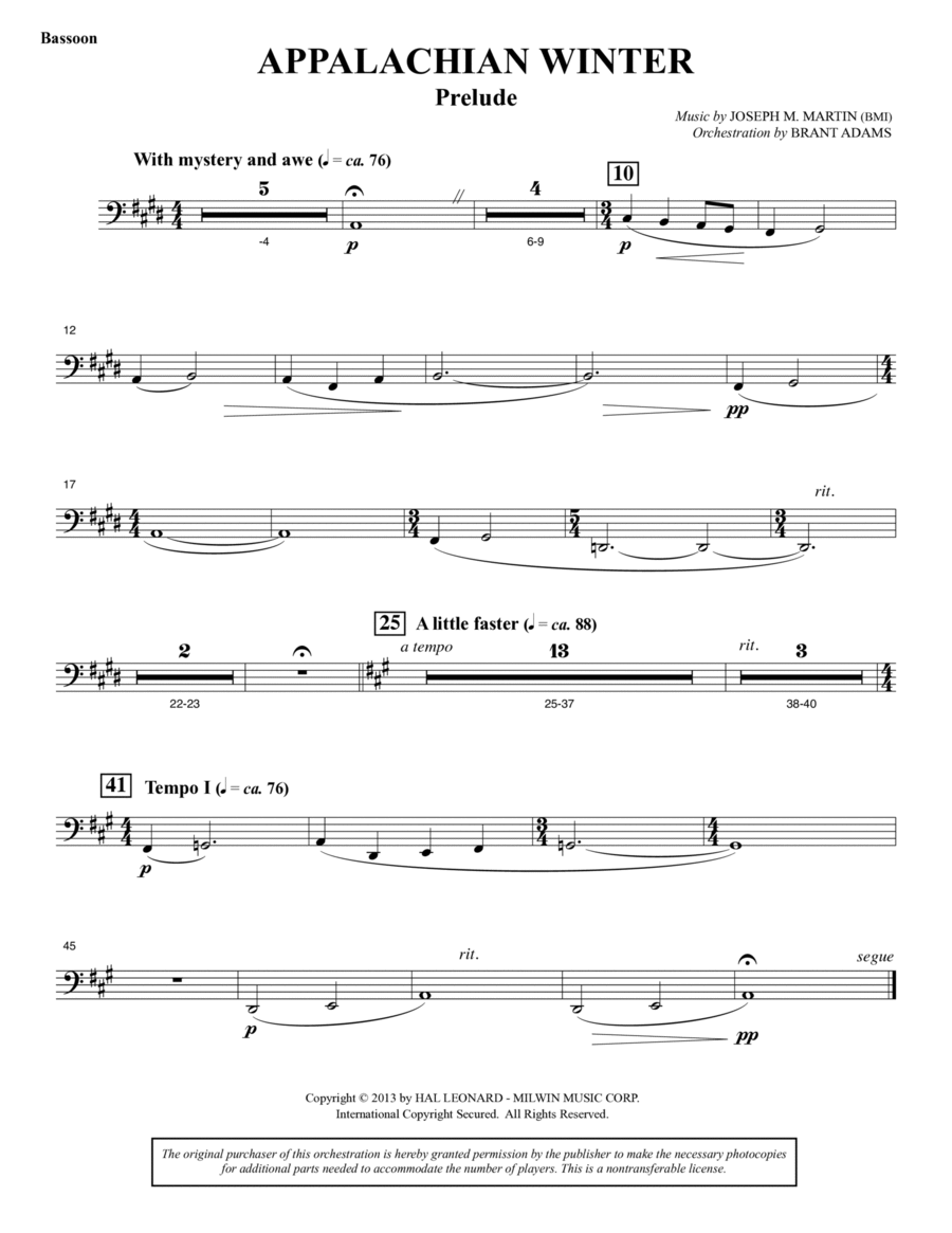 Appalachian Winter (A Cantata For Christmas) - Bassoon