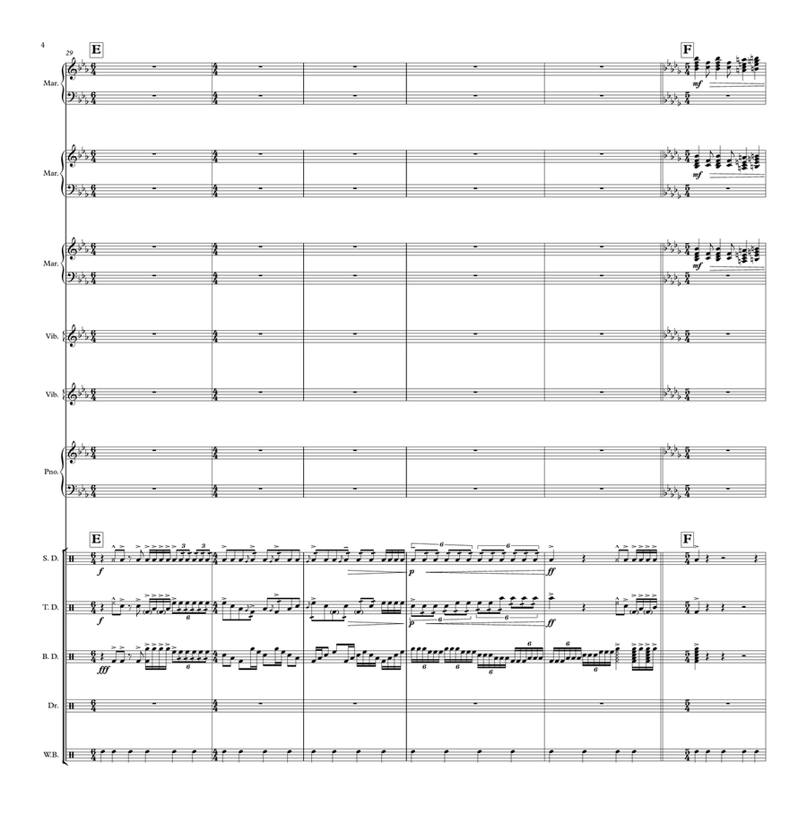 Genius And Insanity (Medium - Hard) (Indoor Drumline Opener) Marching Band scores gallery preview page 4
