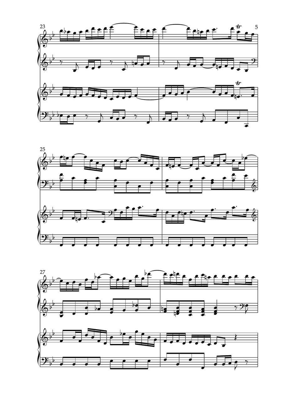 Brandenburg Concerto No. 6 in Bb Major, BWV 1051 (arr. for Organ Duet) by Johann Sebastian Bach Organ Solo scores gallery preview page 5