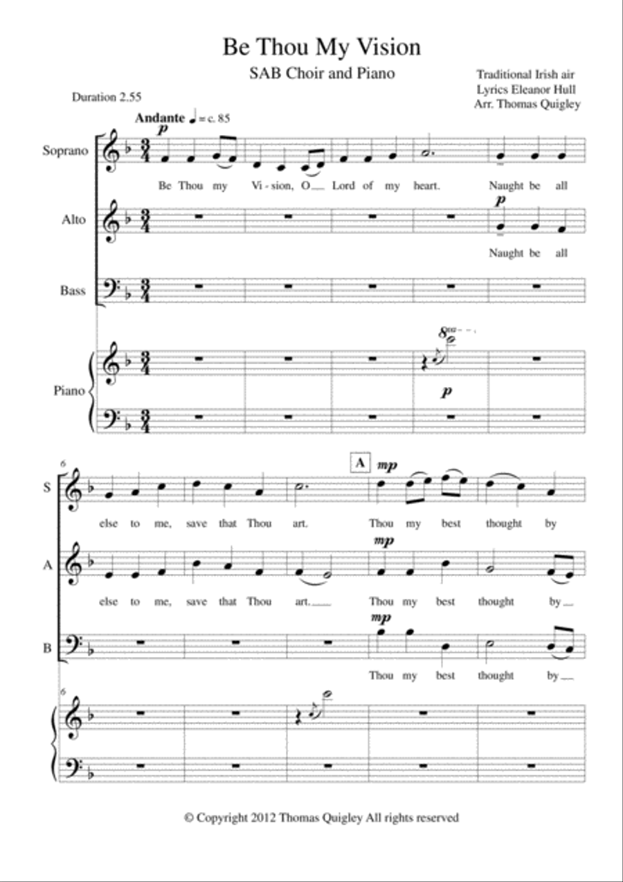Be Thou my Vision Be Thou my Vision 3-Part scores gallery preview page 1