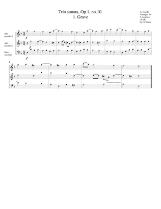 Trio sonata, Op.1, no.10 (arrangement for 3 recorders)