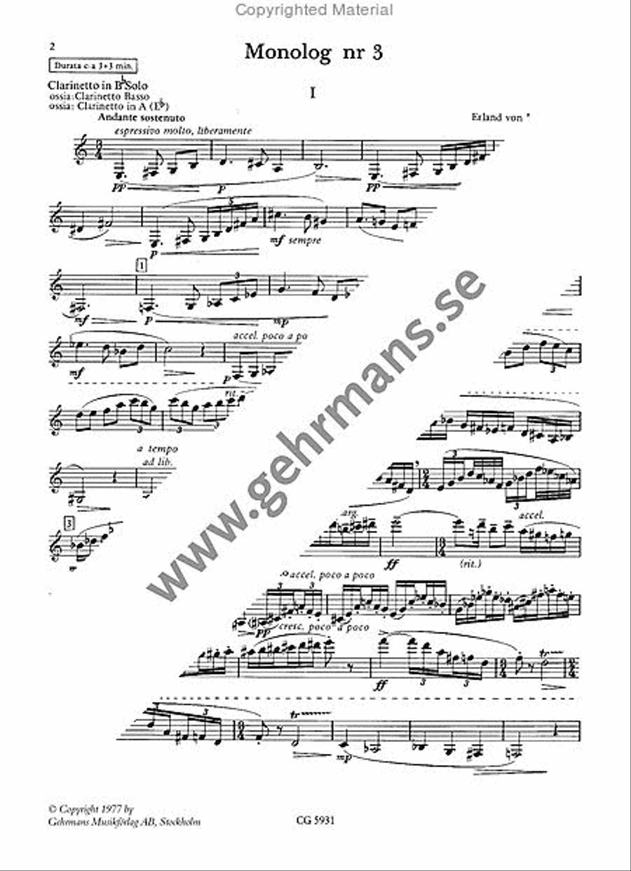 Monolog 3 Clarinet Solo scores gallery preview page 2