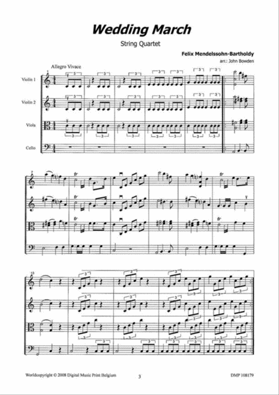 Wedding March Wedding March String Quartet scores gallery preview page 2