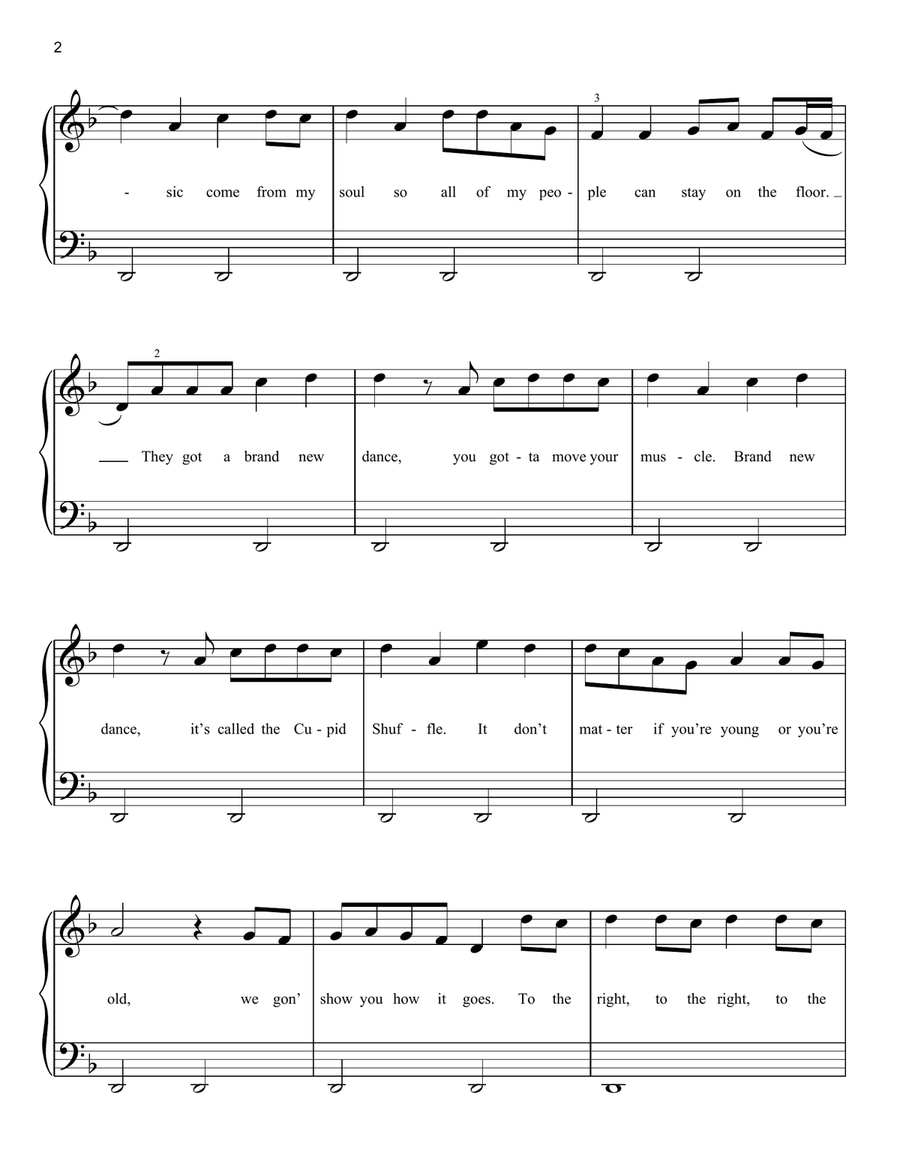 Cupid Shuffle Easy Piano scores gallery preview page 2