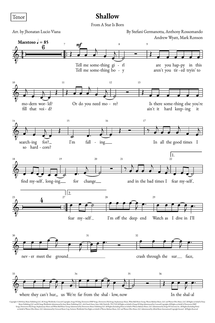 Shallow A Cappella scores gallery preview page 6