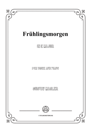 Book cover for Mahler-Frühlingsmorgen in E Major,for Voice and Piano