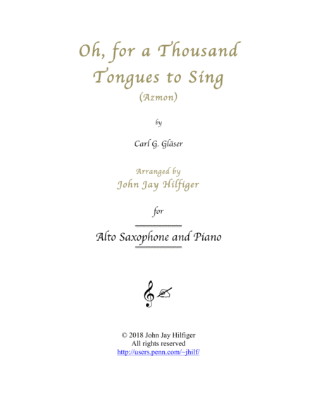 Oh, for a Thousand Tongues to Sing - Alto Sax and Piano image number null