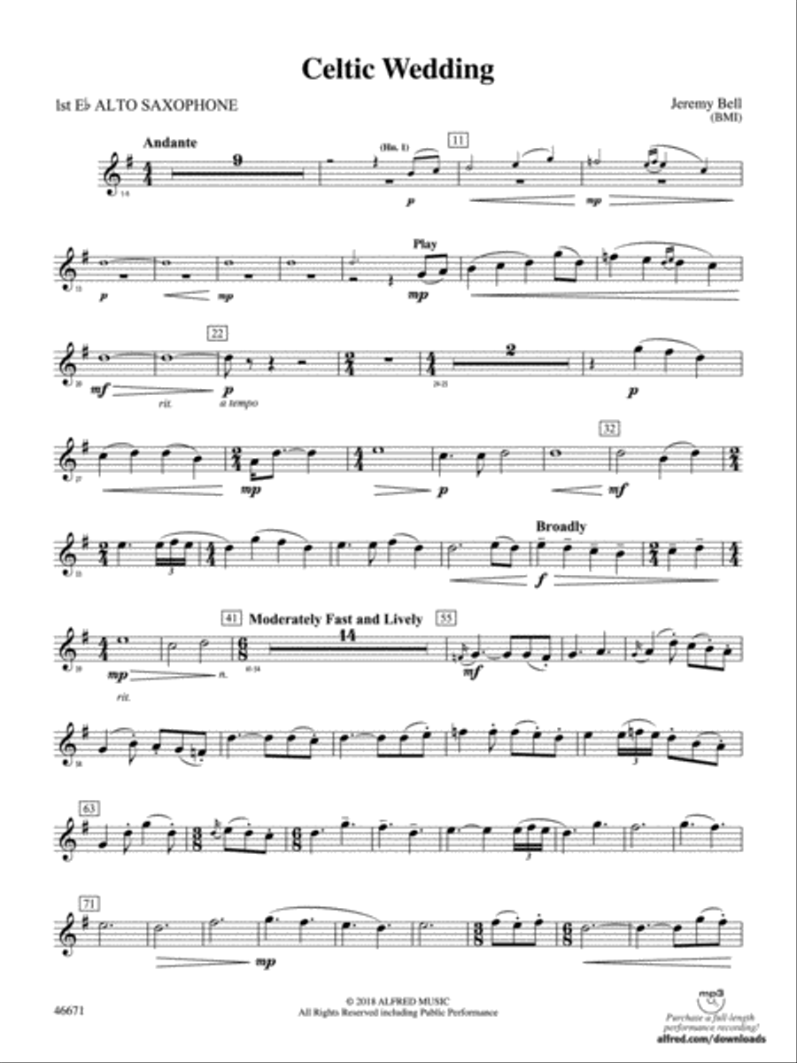 Celtic Wedding: E-flat Alto Saxophone Concert Band scores gallery preview page 1