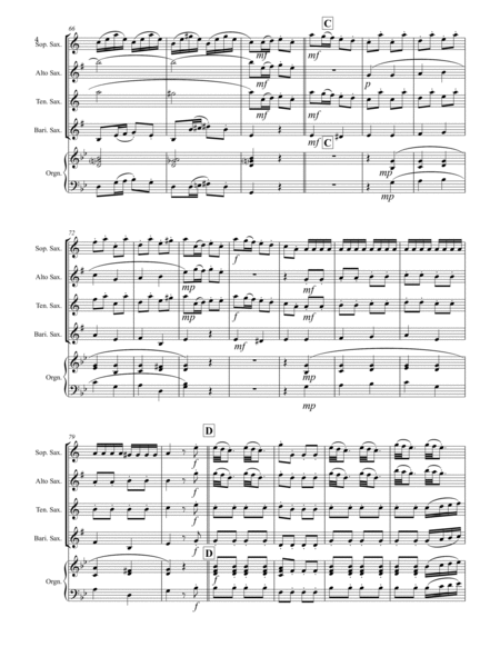 Vivaldi - Concerto in D Major RV 93 (for Saxophone Quartet SATB and Optional Organ) image number null
