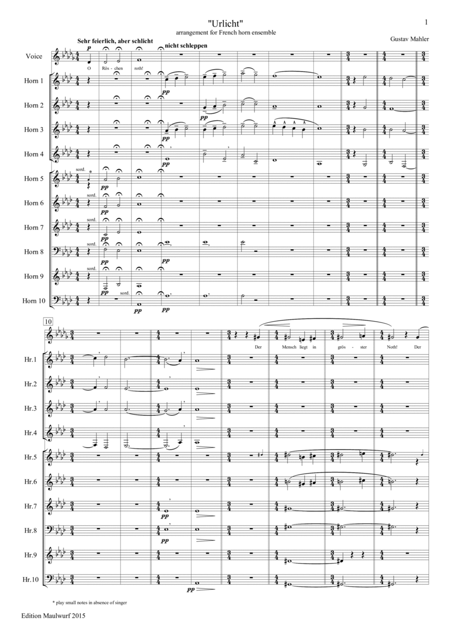 Urlicht Urlicht Horn scores gallery preview page 1