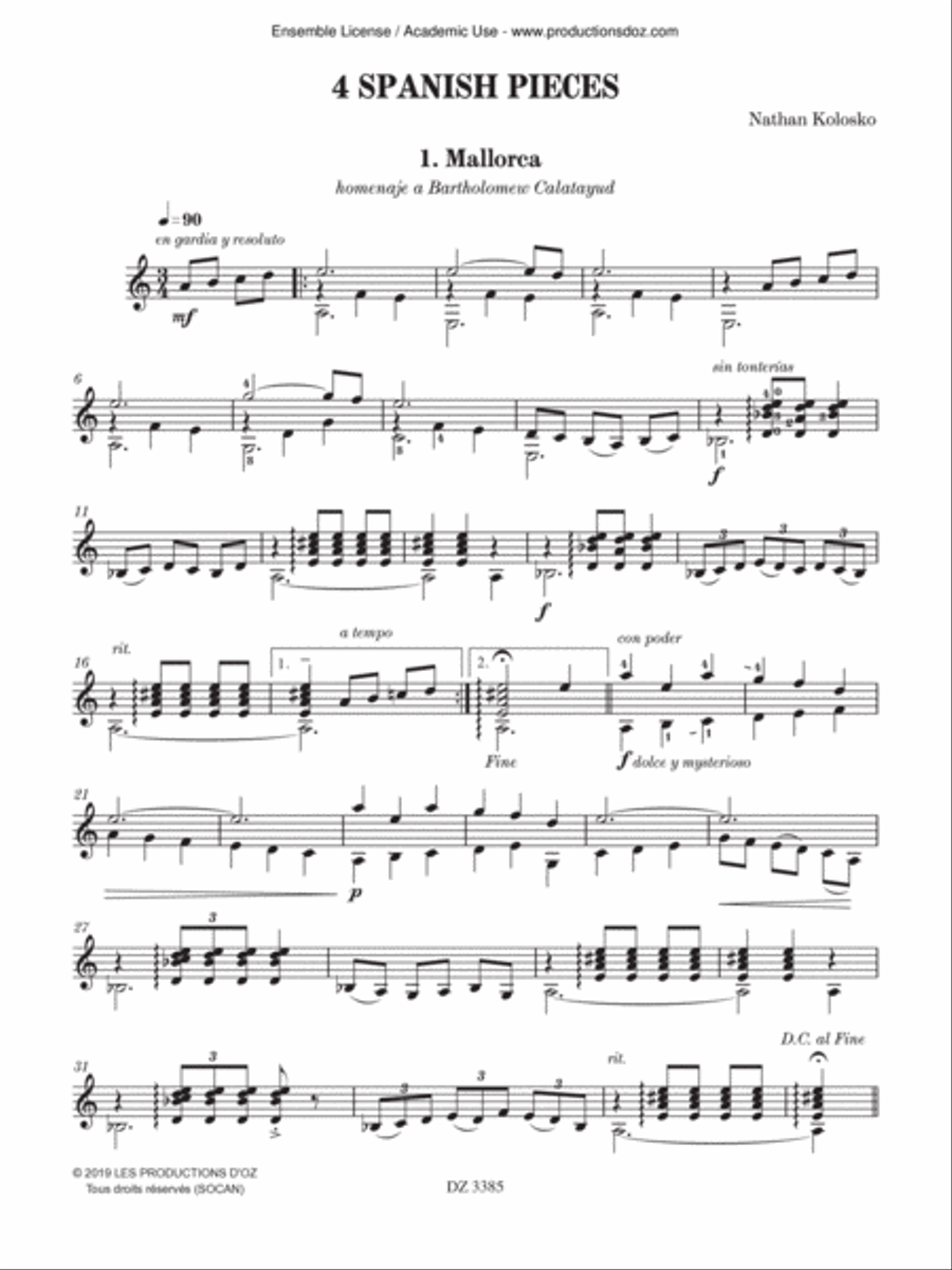 4 Spanish Pieces 4 Spanish Pieces Classical Guitar scores gallery preview page 2