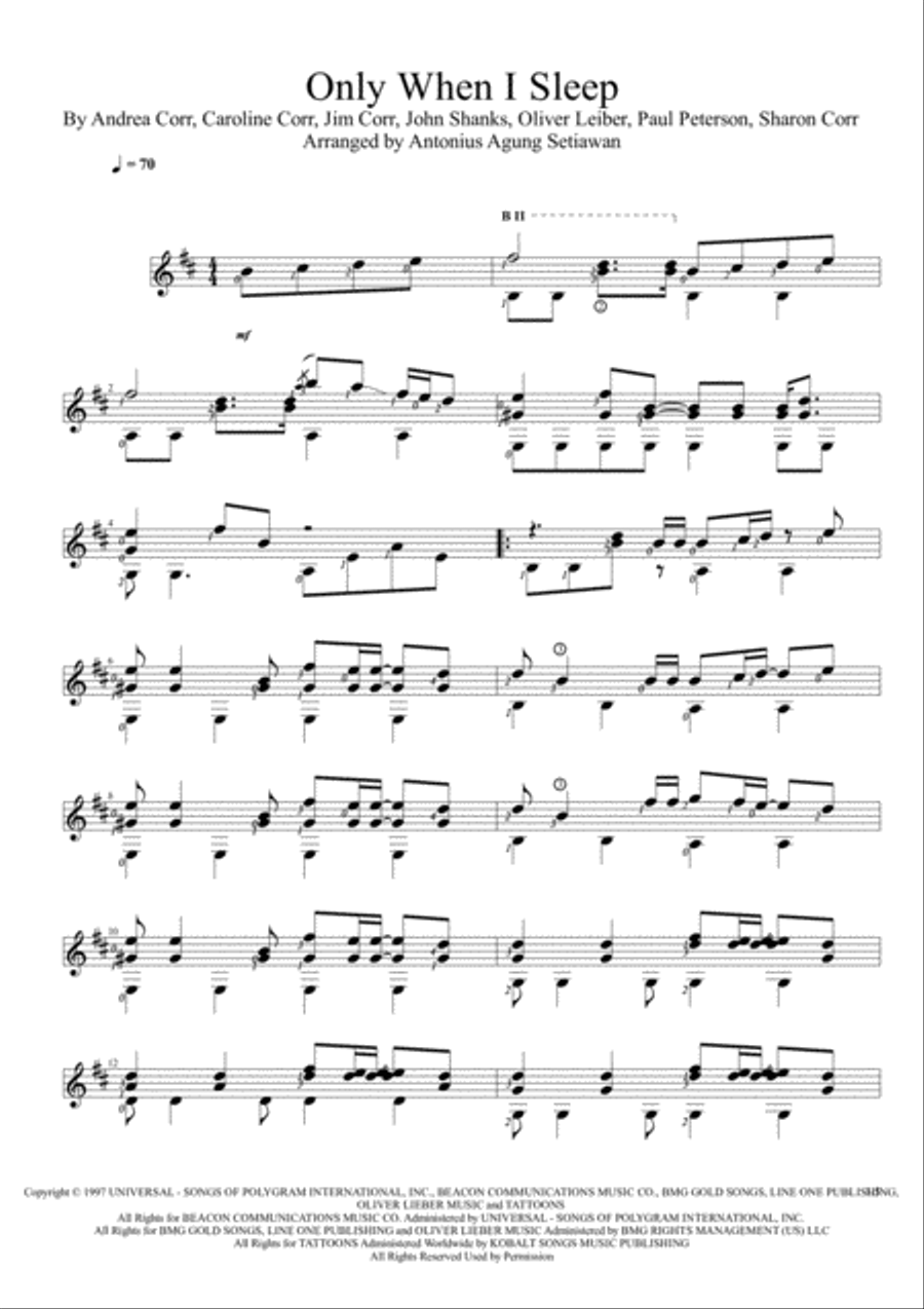 Only When I Sleep Only When I Sleep Guitar Solo scores gallery preview page 1