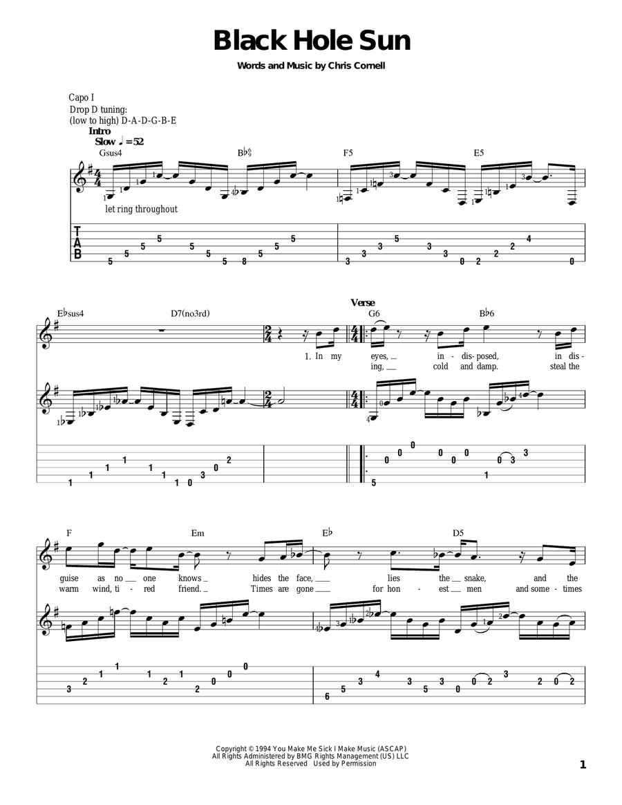 Black Hole Sun Black Hole Sun Acoustic Guitar scores gallery preview page 1