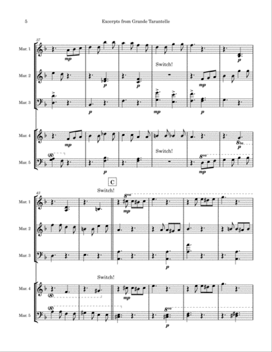 Excerpts from Grande Tarantelle Percussion Ensemble scores gallery preview page 5
