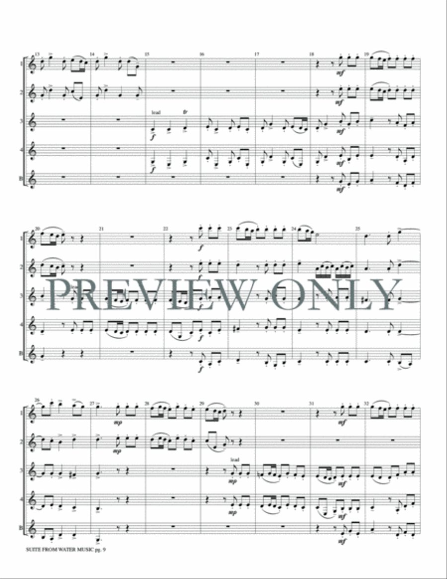 Suite from Water Music Clarinet Quintet scores gallery preview page 11