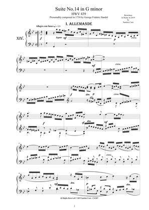 Handel - Piano Suite No.14 in G minor HWV 439