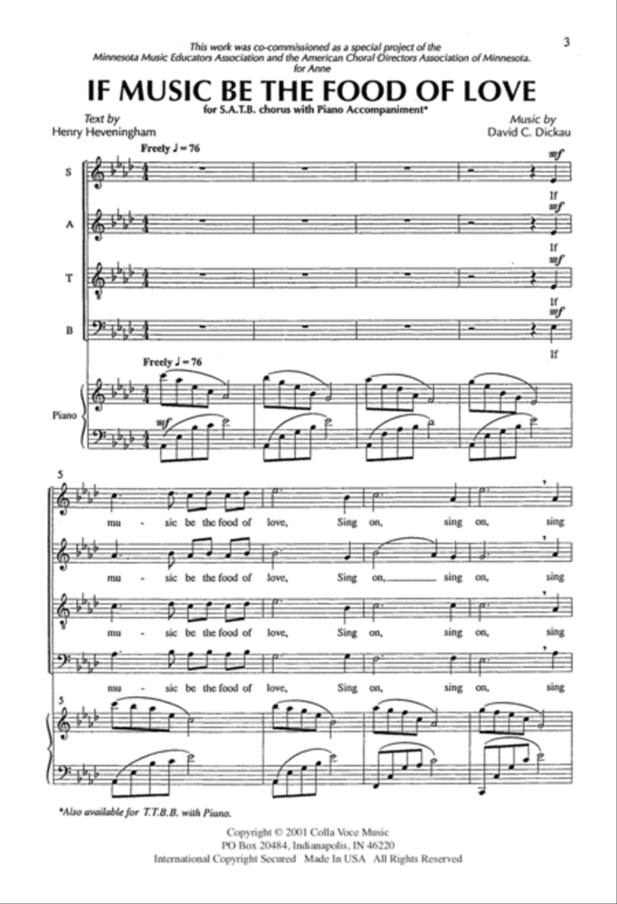 If Music Be The Food Of Love 4-Part scores gallery preview page 2