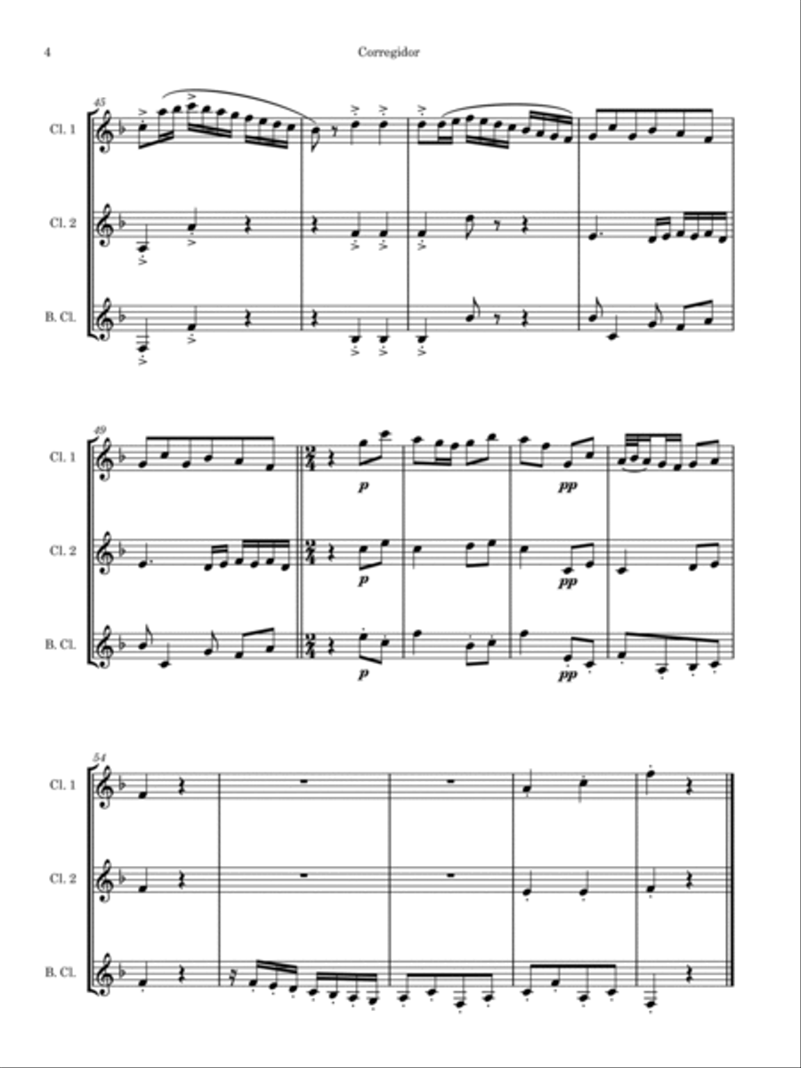 Dance of the Corregidor Clarinet Trio scores gallery preview page 4