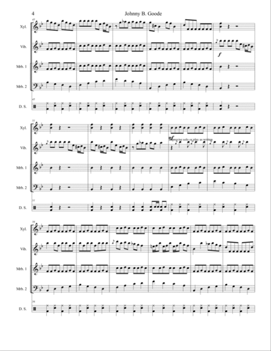 Johnny B. Goode Percussion Ensemble scores gallery preview page 4