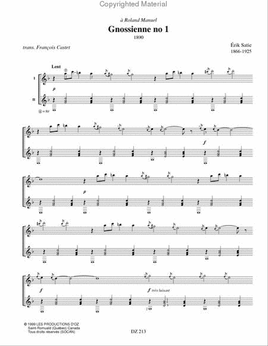 Gnossiennes Classical Guitar scores gallery preview page 2