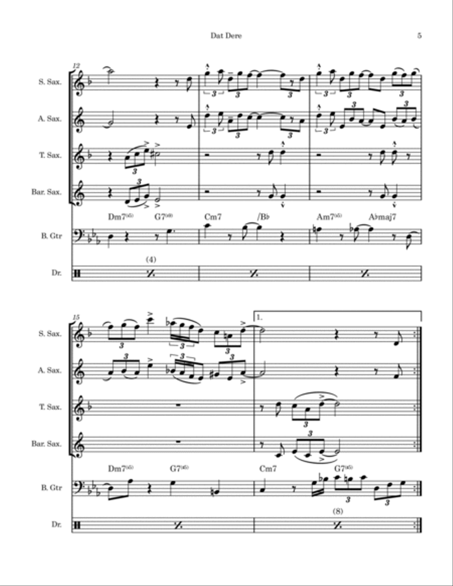 Dat Dere Saxophone Quartet scores gallery preview page 5