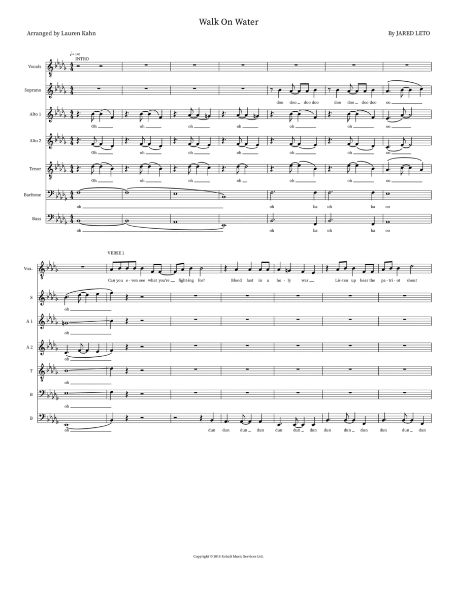 Walk On Water Small Ensemble scores gallery preview page 1