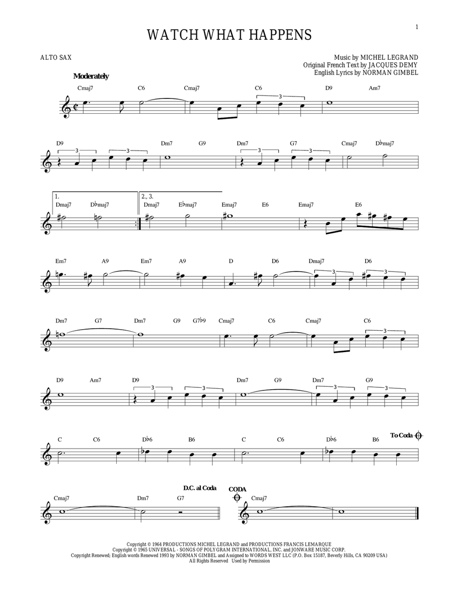 Watch What Happens Watch What Happens Alto Saxophone scores gallery preview page 1