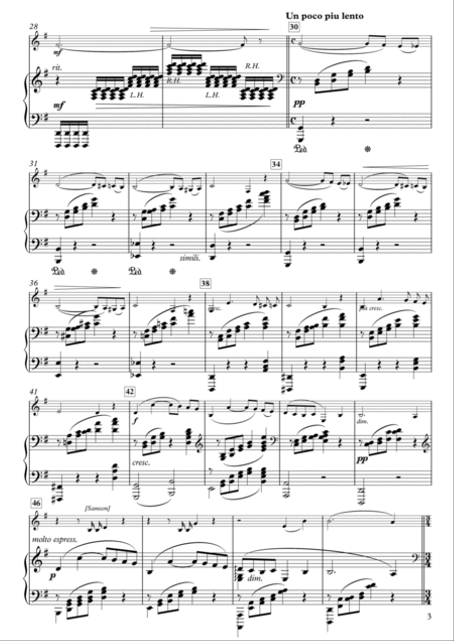 Aria: 'Mon coeur s'ouvre à ta voix' from Samson et Dalila, Op. 47 in G Major (for Cello & Piano) Piano scores gallery preview page 3