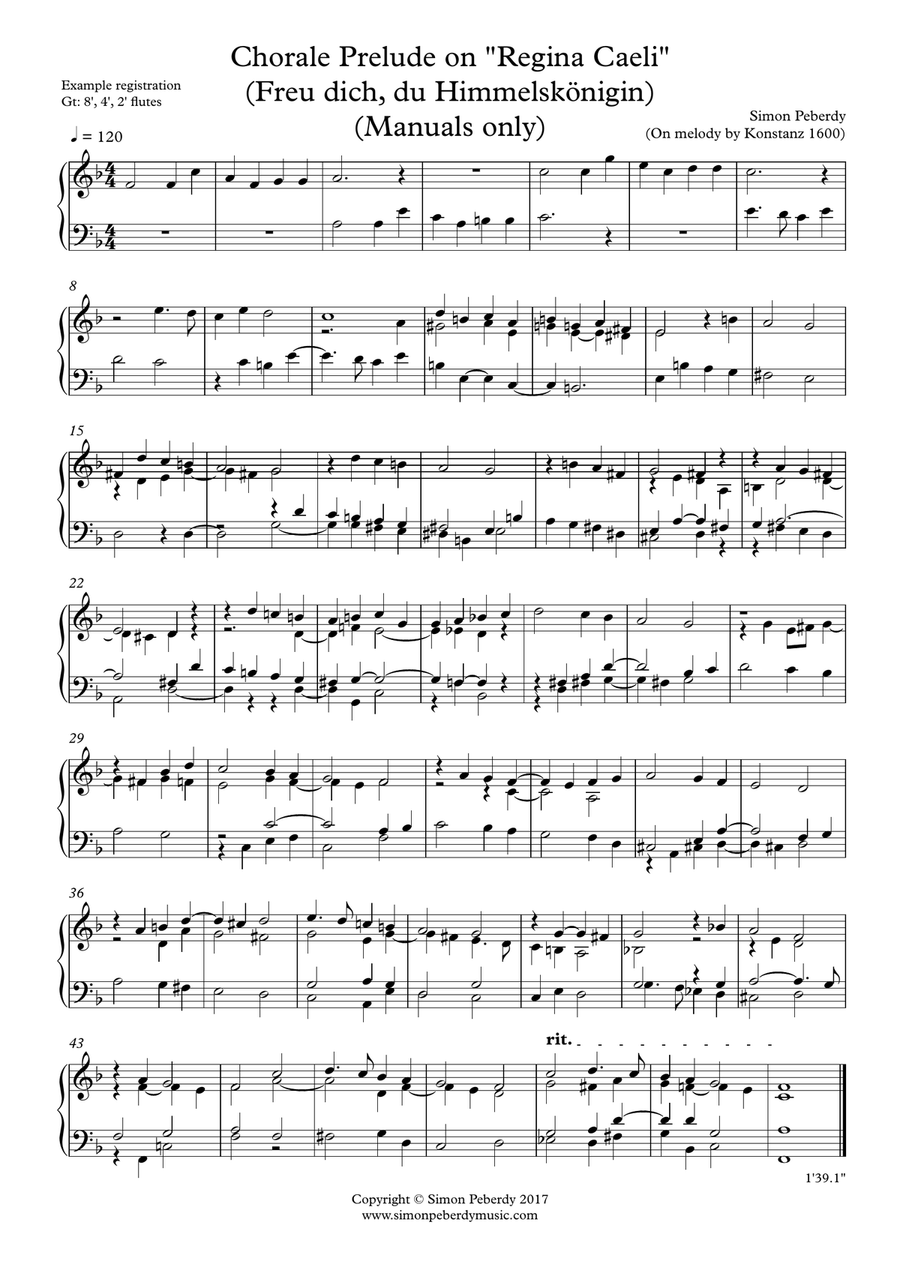 Organ Chorale Prelude on Regina Caeli (Coeli) (Freu dich O Himmelsk Organ Solo - Digital Sheet Music