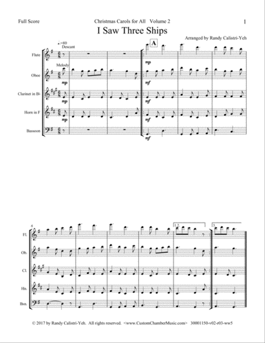Christmas Carols for All, Volume 2 (for Woodwind Quintet) Woodwind Quintet scores gallery preview page 5