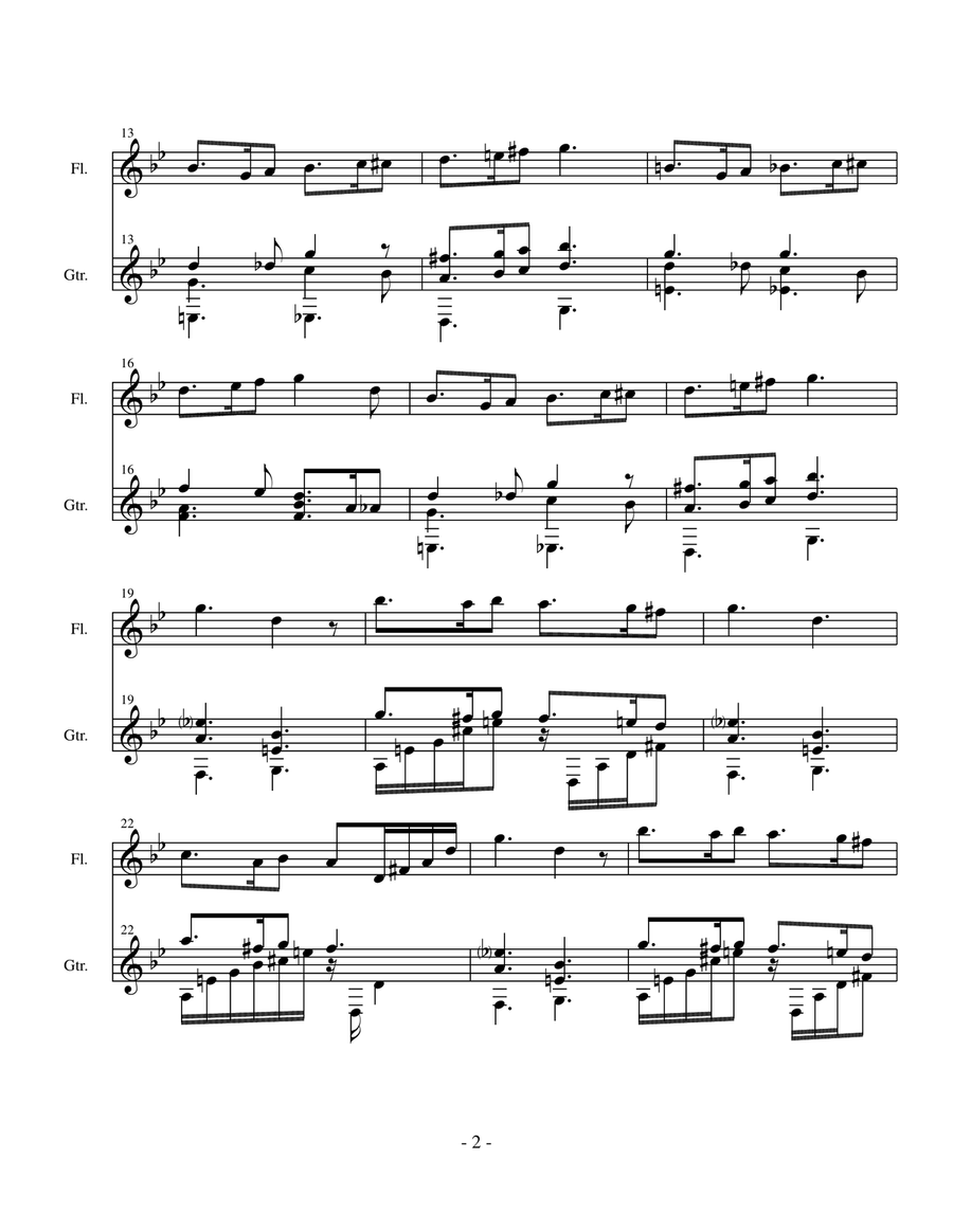 Sicilienne (Gabriel Faure) arr. for flute (or oboe or violin)and classical guitar Small Ensemble scores gallery preview page 3