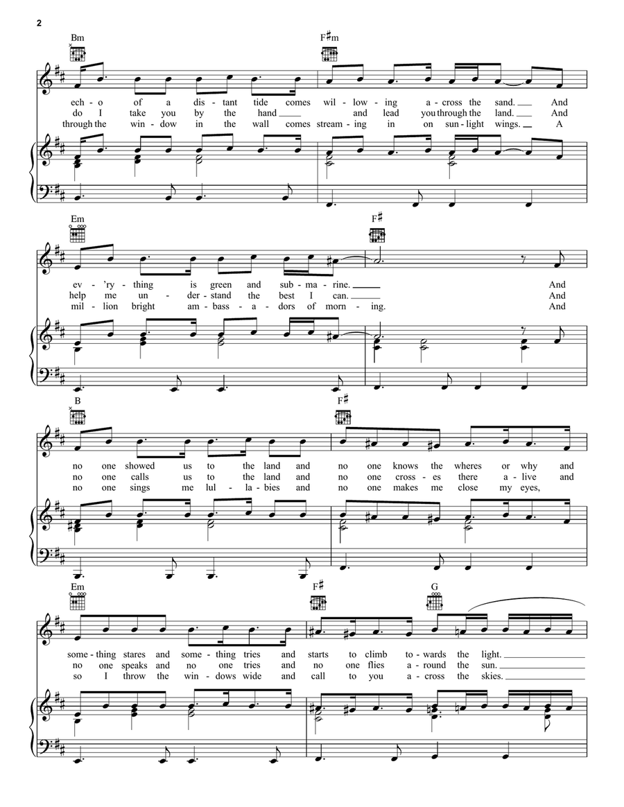 Echoes Piano, Vocal, Guitar scores gallery preview page 2