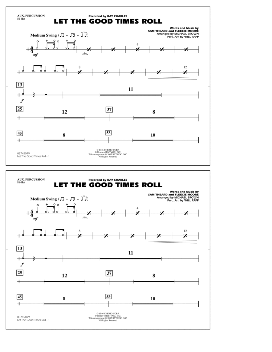 Let the Good Times Roll (arr. Michael Brown) - Aux Percussion