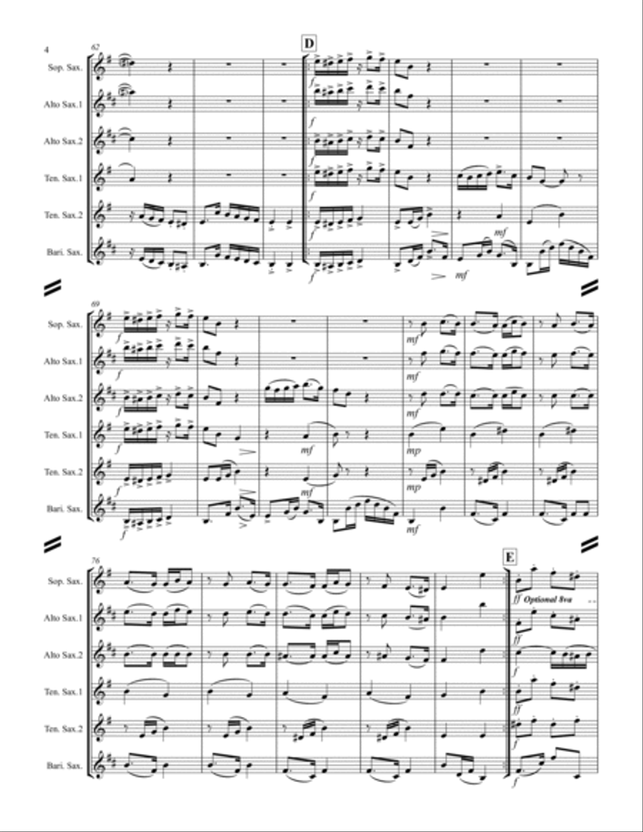 La Cumparsita (Tango) (for Saxophone Quintet SATTB or AATTB) Saxophone Quintet scores gallery preview page 5